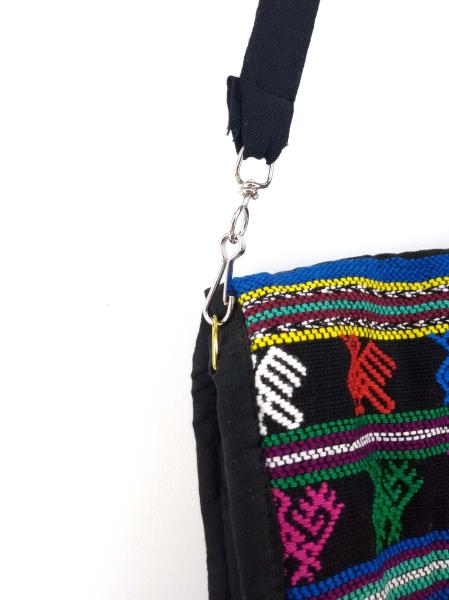 New Black 90s Guatemalan Hand Woven Mochila Large Crossbody Bag Concerned Crafts