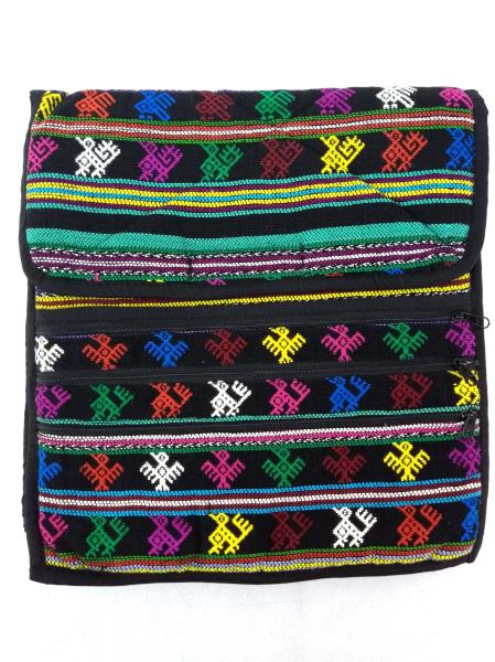 Guatemalan Hand Woven Mochila Crossbody Bag Large CONCERNED CRAFTS NOS Black #D