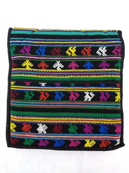 Guatemalan Hand Woven Mochila Crossbody Bag Large CONCERNED CRAFTS NOS Black #D