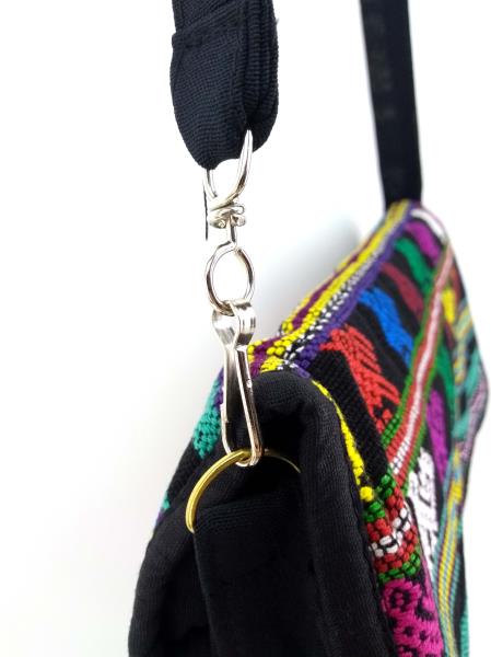 Guatemalan Hand Woven Mochila Crossbody Bag Large CONCERNED CRAFTS NOS Black #D