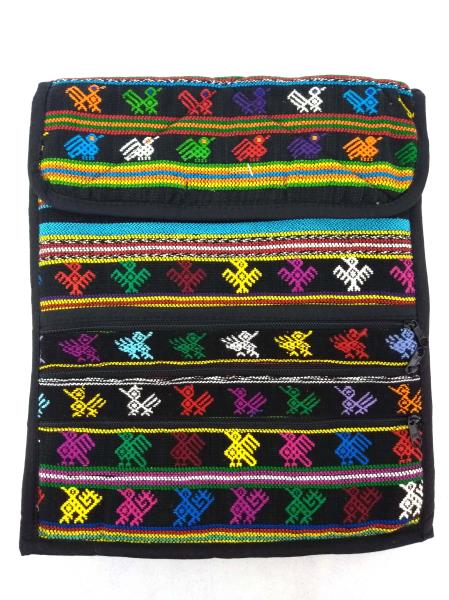Guatemalan Hand Woven Mochila Crossbody Bag Large CONCERNED CRAFTS NOS Black #E