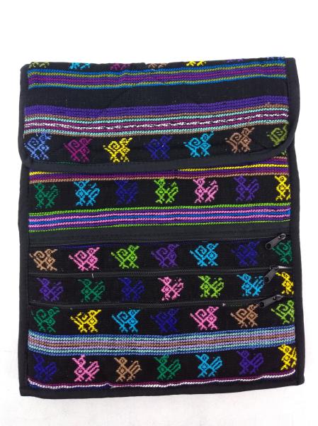 Guatemalan Hand Woven Mochila Crossbody Bag Large CONCERNED CRAFTS NOS Black #F