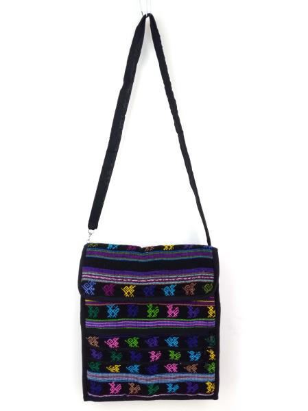 Guatemalan Hand Woven Mochila Crossbody Bag Large CONCERNED CRAFTS NOS Black #F