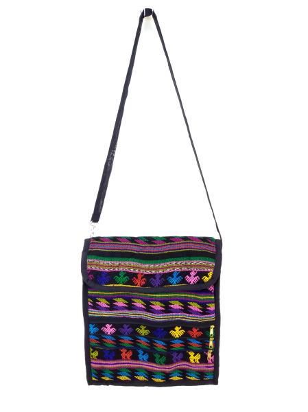 Guatemalan Hand Woven Mochila Crossbody Bag Large CONCERNED CRAFTS NOS Black #H