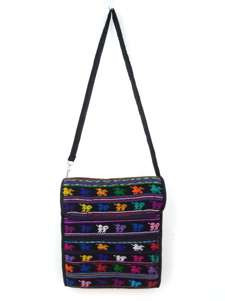 New Large Crossbody Bag Black Boho Festival Guatemalan Hand Woven Mochila
