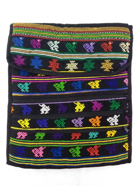 Guatemalan Hand Woven Mochila Crossbody Bag Large CONCERNED CRAFTS NOS Black #K