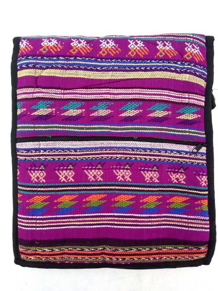 New Purple 90s Guatemalan Hand Woven Boho Festival Mochila Large Crossbody Bag