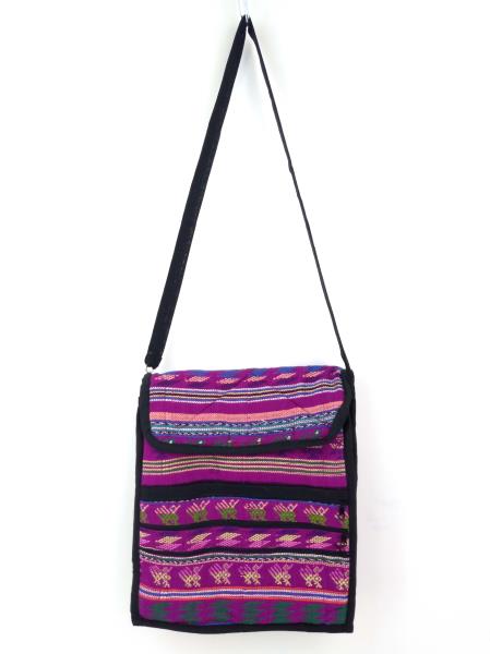 New Purple 90s Guatemalan Hand Woven Boho Festival Mochila Large Crossbody Bag
