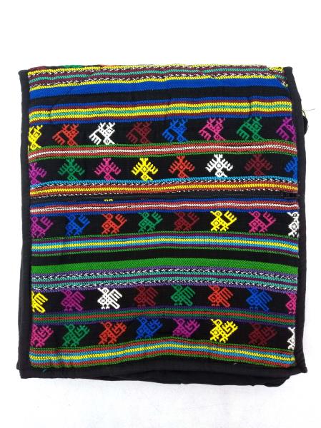 NEW Black 90s Guatemalan Hand Woven Boho Mochila Large Crossbody Bag