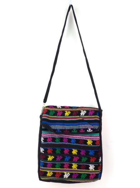 NEW Black 90s Guatemalan Hand Woven Boho Mochila Large Crossbody Bag