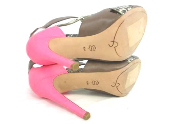 Strappy Hot Pink, Brown, Snake Skin Open Toed Vero Cuoio Heels Size 8.5
