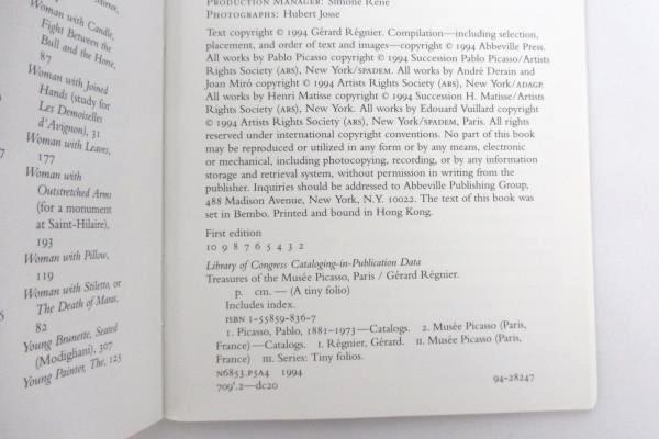 Treasures of the Musee Picasso, Paris by Gerard Regnier Hardcover 1994
