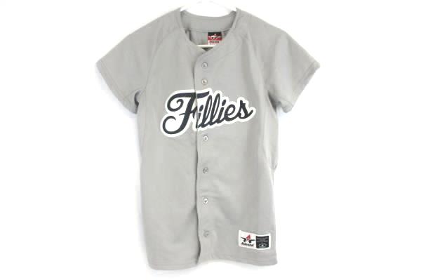 Alleson Athletic Jersey Fillies Grey and Black Women's Small Softball Kellyville