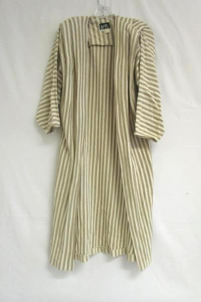 Vintage Sybil California Dress Cardigan Set Cowl Tan Ivory Striped Women's Sz 6