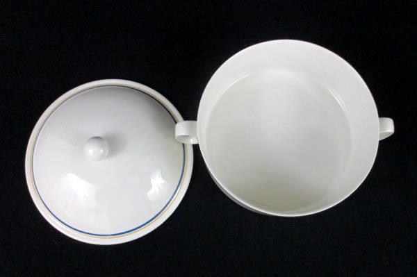 Villeroy & Boch China Carrousel Blue/Gold Bands Double Handle Serving Bowl & Lid