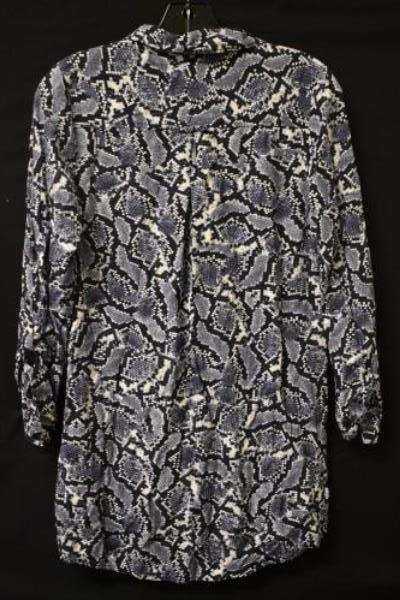 Snake Print Button Up Tunic Shirt Banana Republic Blue White Women's Size 8