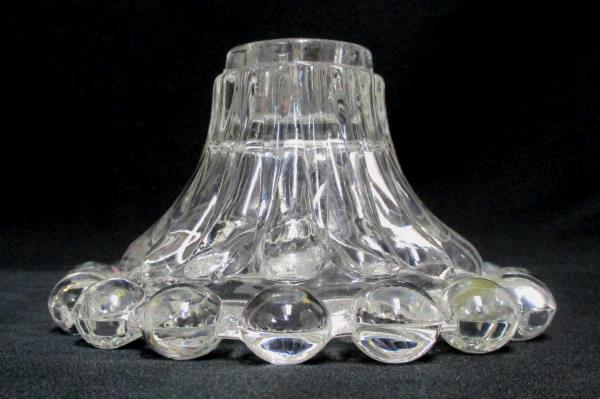 2 Vintage Clear Glass Candle Holders Round Ball Edge