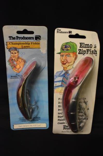 Lot of 2 Fish Hooks #6 Elmo Zipfish & #8 Elmo Baitholder Multicolored