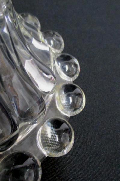2 Vintage Clear Glass Candle Holders Round Ball Edge