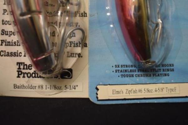 Lot of 2 Fish Hooks #6 Elmo Zipfish & #8 Elmo Baitholder Multicolored