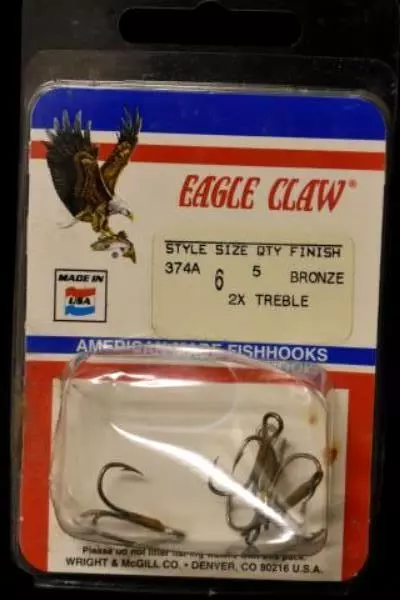 Lot Of 3 Fishing Hooks Eagle Claw VMC Mack's Lure Sizes 6 4 1 Outdoor Fish Camp