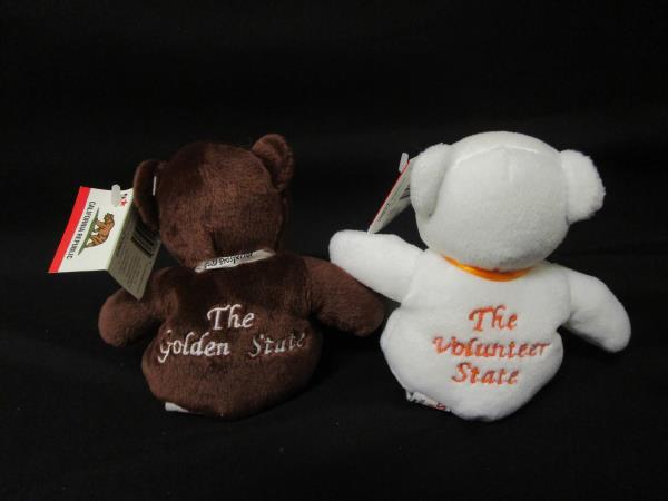 Lot of 3 State Teddy Bears 8" Plush Tennessee and California by Symbolz