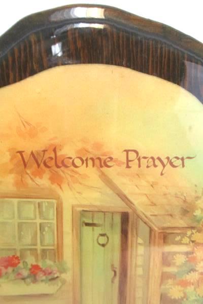 Vintage Laquered Wall Hanging PLAQUE Welcome Prayer Alan Grant