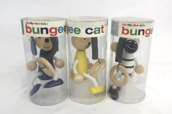 Lot Of 3 Sassafras Clip-Itty-Doo-Dahs Bungee Toys Zebra, Dog, Cat