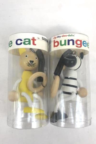 Lot Of 3 Sassafras Clip-Itty-Doo-Dahs Bungee Toys Zebra, Dog, Cat