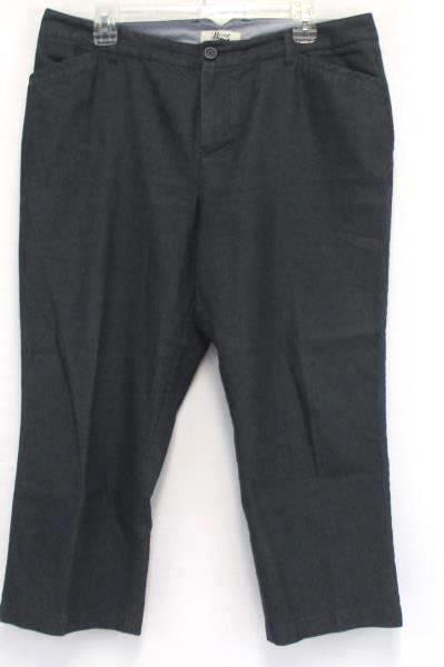 GH Bass & Company Gray Pinstripe Crop Capri Pants Cotton Women's Size 12