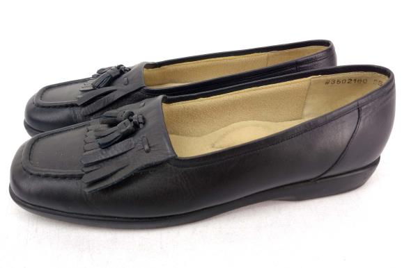 Vtg ROS HOMMERSON Tassel Loafer Shoes Black Leather Slip On Moc Women's 8S