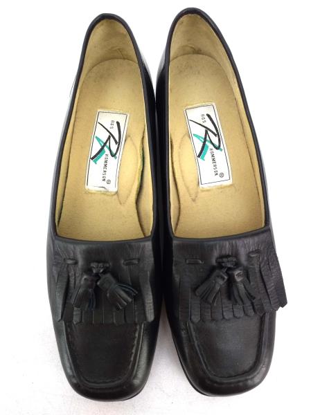 Vtg ROS HOMMERSON Tassel Loafer Shoes Black Leather Slip On Moc Women's 8S