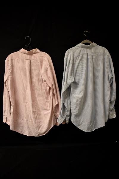 Lot Of 2 Button-Up Dress Shirts LANDS END Pink/Blue Pinstripe Men's 16 1/2-34