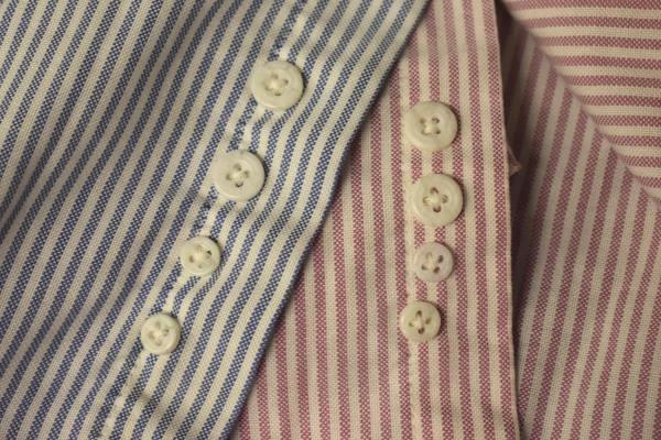 Lot Of 2 Button-Up Dress Shirts LANDS END Pink/Blue Pinstripe Men's 16 1/2-34