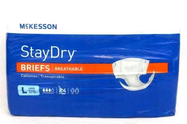 McKesson StayDry Breathable Briefs Size Large 24 Count