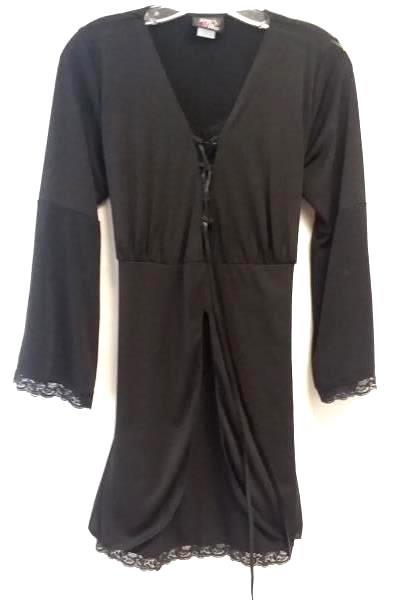 Women's Black Night Long Sleeve Lace Gown By Dare To Wear Size 1X