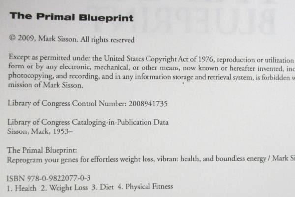 The Primal Blueprint Hardcover 2009 Dust Jacket Mark Sisson Primal Nutrition