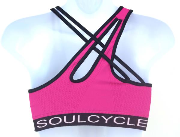 SOULCYCLE Assymetric Sports Bra Criss Cross Strappy One Shoulder Pink Sz XS