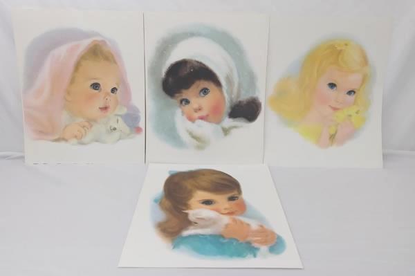 Set of 4 Vintage Northern "American Beauty" Little Girl Portraits 1960s