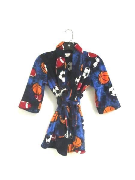 Fuzzy Robe Cherokee Sleepwear Multicolored Sports Ball Pattern Youth Size XS