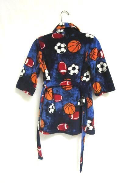 Fuzzy Robe Cherokee Sleepwear Multicolored Sports Ball Pattern Youth Size XS