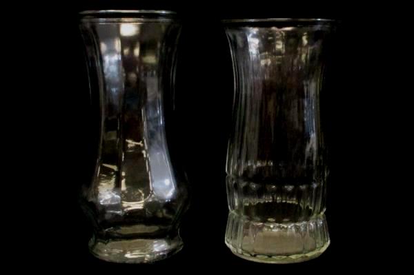 Lot 2 Vintage Vases EO Brody Co 9.5" Unbranded 9.75" Clear Pressed Glass Large