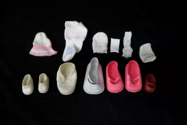 Lot Of Assorted Mismatched Vintage Girl Doll Shoes And Socks