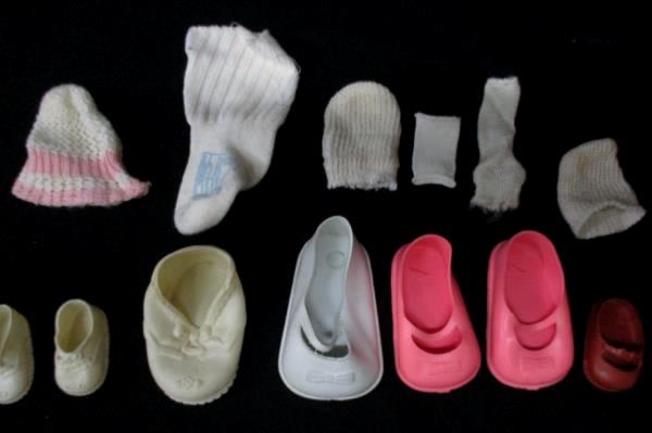 Lot Of Assorted Mismatched Vintage Girl Doll Shoes And Socks