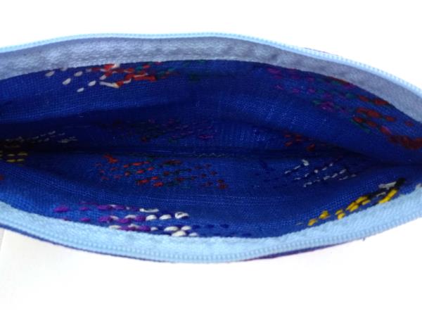 Lot of 2 Guatemalan Hand Woven Pencil Black Blue Zipper Pouches CONCERNED CRAFTS