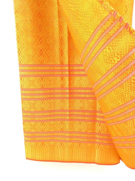 Hand Made India Wrap Skirt Lehenga? Red Orange and Gold Brocade Geometric Ikat