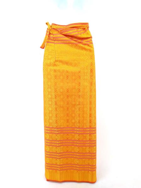 Hand Made India Wrap Skirt Lehenga? Red Orange and Gold Brocade Geometric Ikat