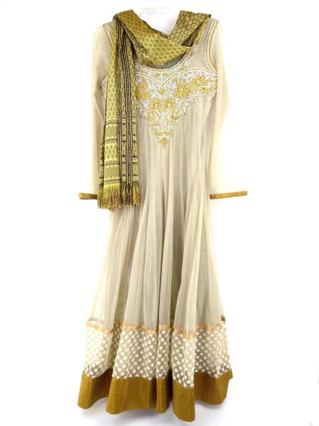 Indian Women's Dress Kurta w/ Embroidery and Rhinestones +Thai Silk Dupatta L