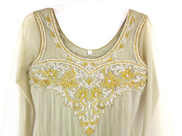 Indian Women's Dress Kurta w/ Embroidery and Rhinestones +Thai Silk Dupatta L