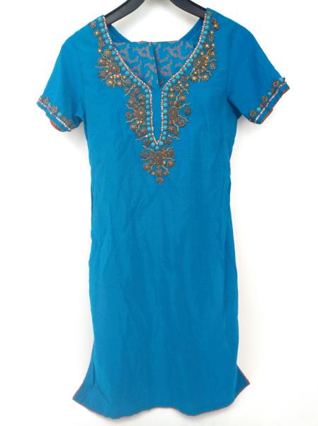 Salwar Kameez Hand Embellished Punjabi Suit Blue Copper Beaded Sequins Bollywood